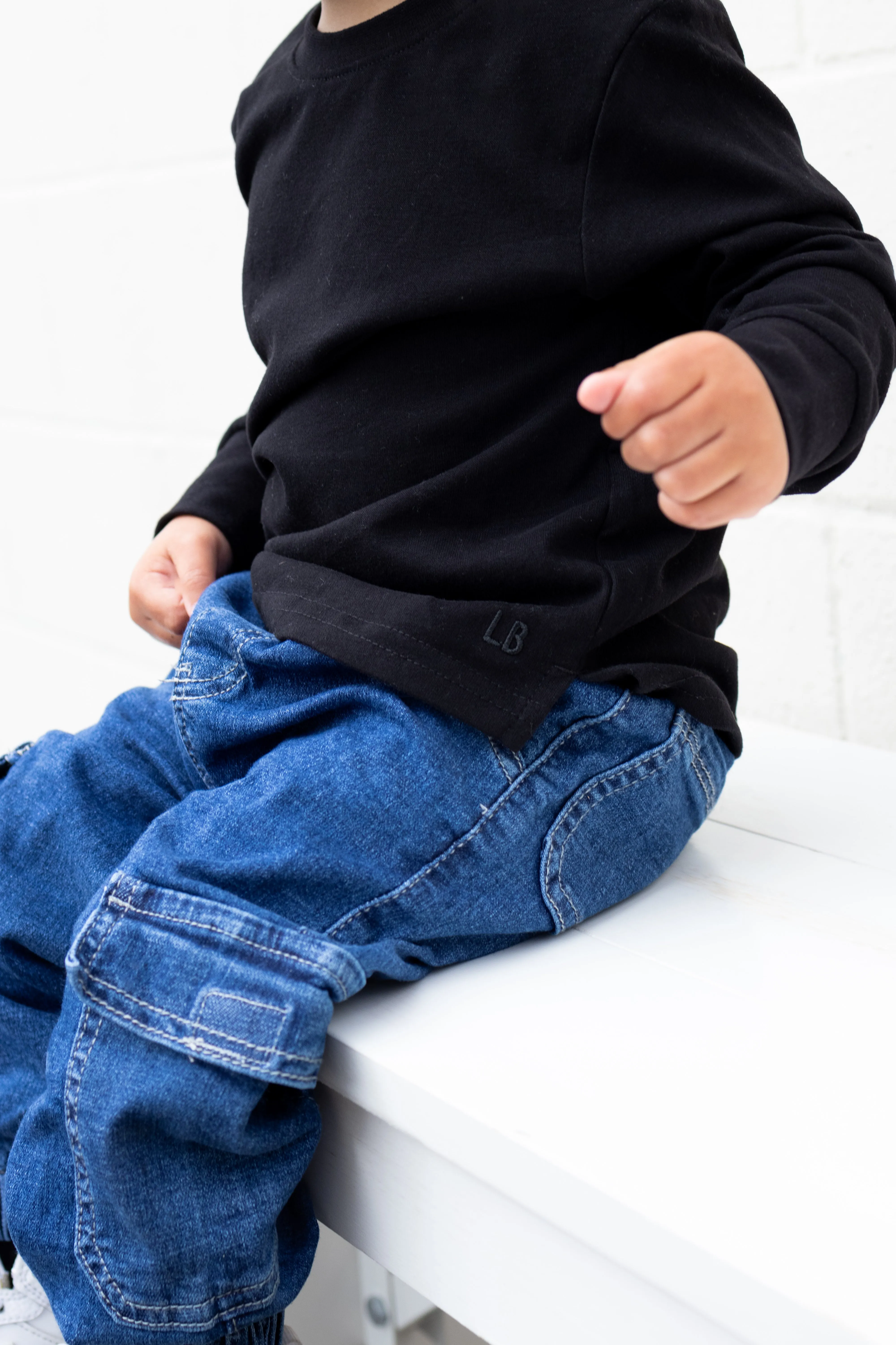 Little Bipsy Cargo Denim Jogger - Classic Denim Wash