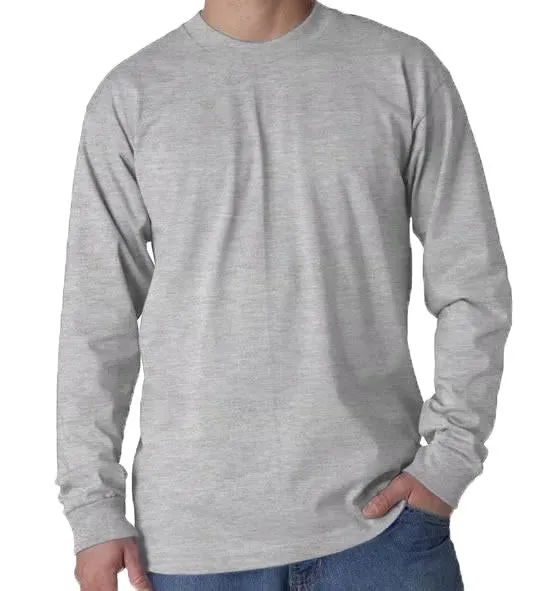 Long Sleeve Heavyweight 100% Cotton T-Shirt - Big Sizes