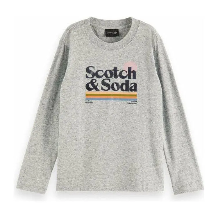 Long-Sleeved Brushed-Cotton Artwork T-Shirt - Grey Melange