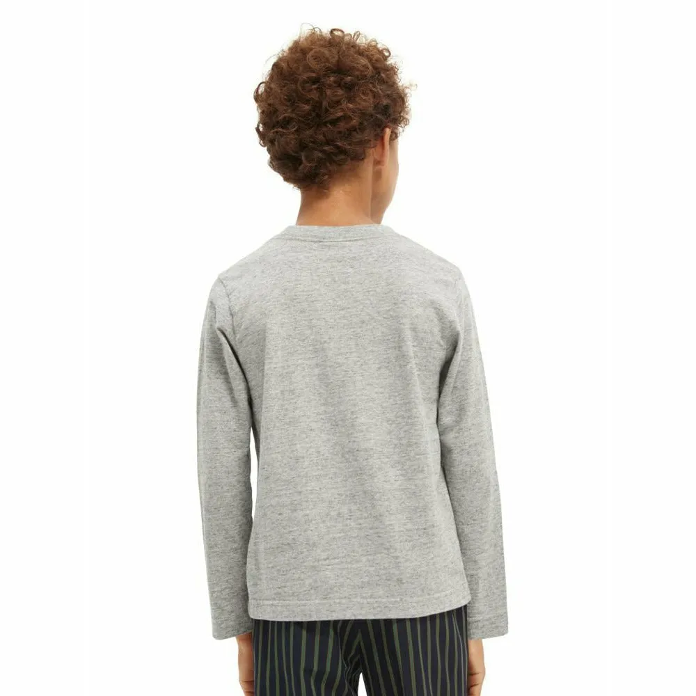 Long-Sleeved Brushed-Cotton Artwork T-Shirt - Grey Melange