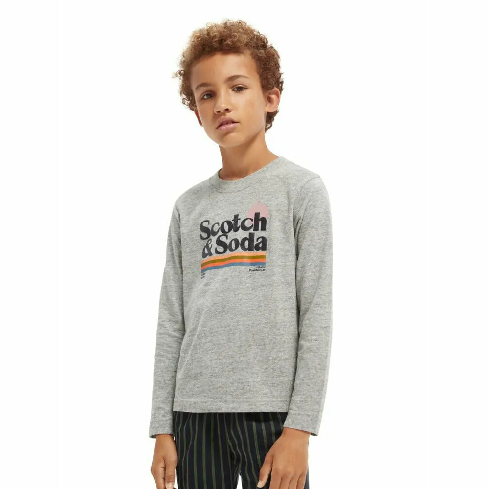 Long-Sleeved Brushed-Cotton Artwork T-Shirt - Grey Melange