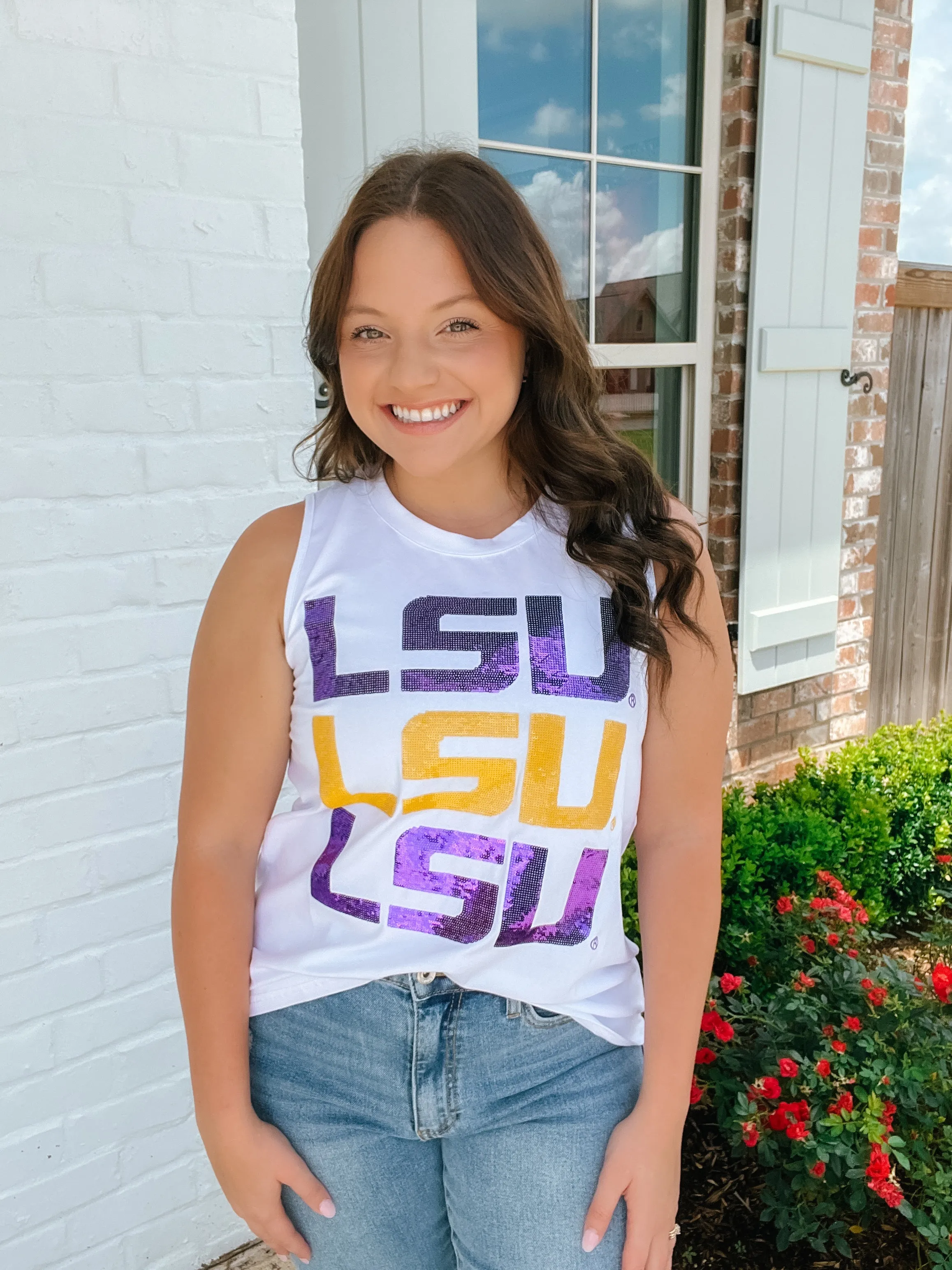 Lsu Triple Block Logo Tank