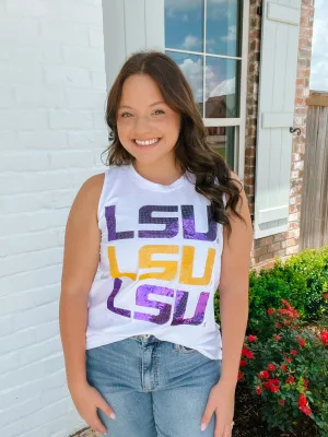 Lsu Triple Block Logo Tank