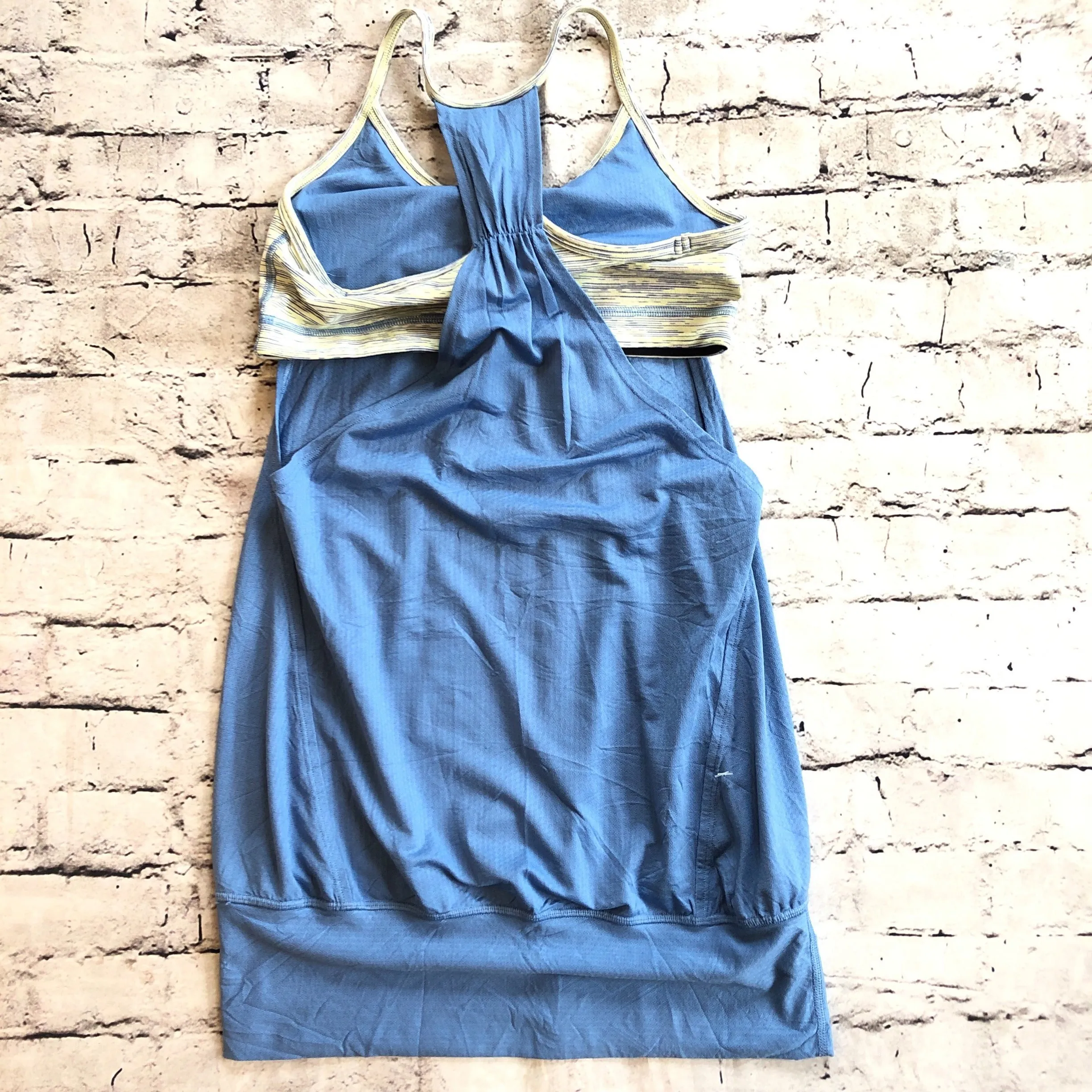 LULULEMON Blue Razor Back Tank With Built In Bra Size 4