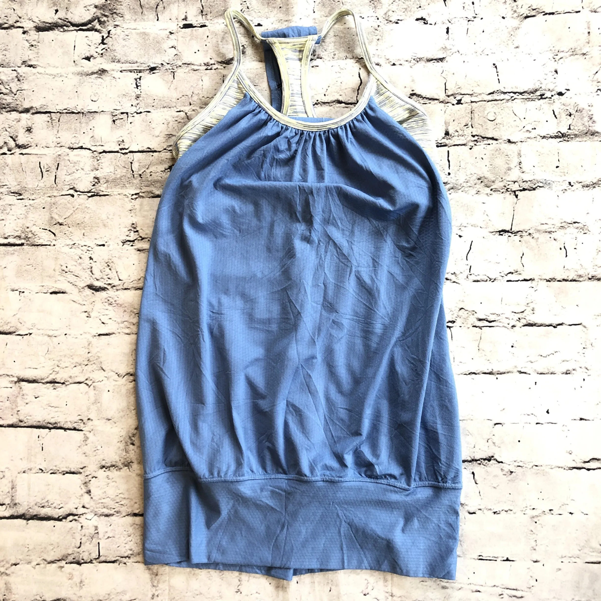 LULULEMON Blue Razor Back Tank With Built In Bra Size 4
