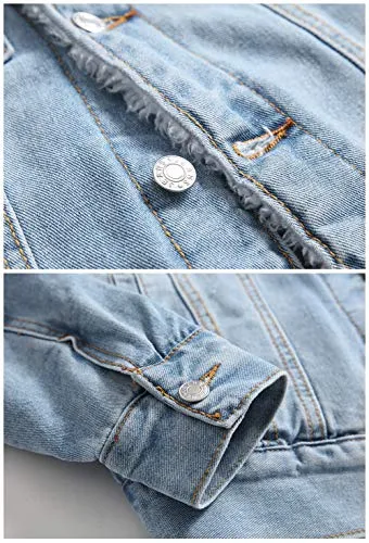 LZLER Men's Fleece Jean Jacket Winter Cotton Sherpa Lined Denim Trucker Jacket(805lightBlue,L)