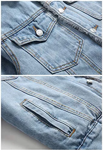 LZLER Men's Fleece Jean Jacket Winter Cotton Sherpa Lined Denim Trucker Jacket(805lightBlue,L)