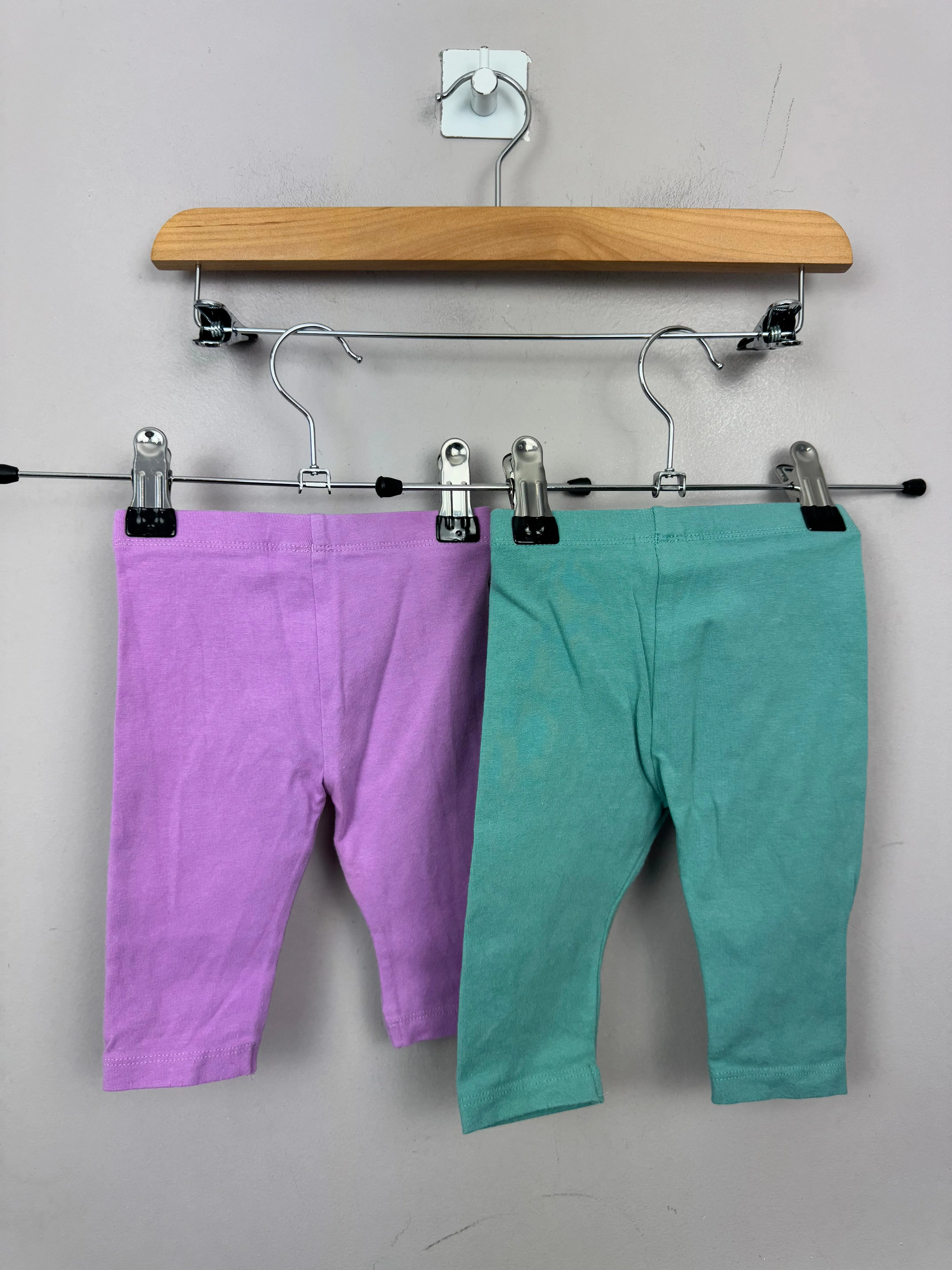 M&S lilac/duck egg leggings 3-6m