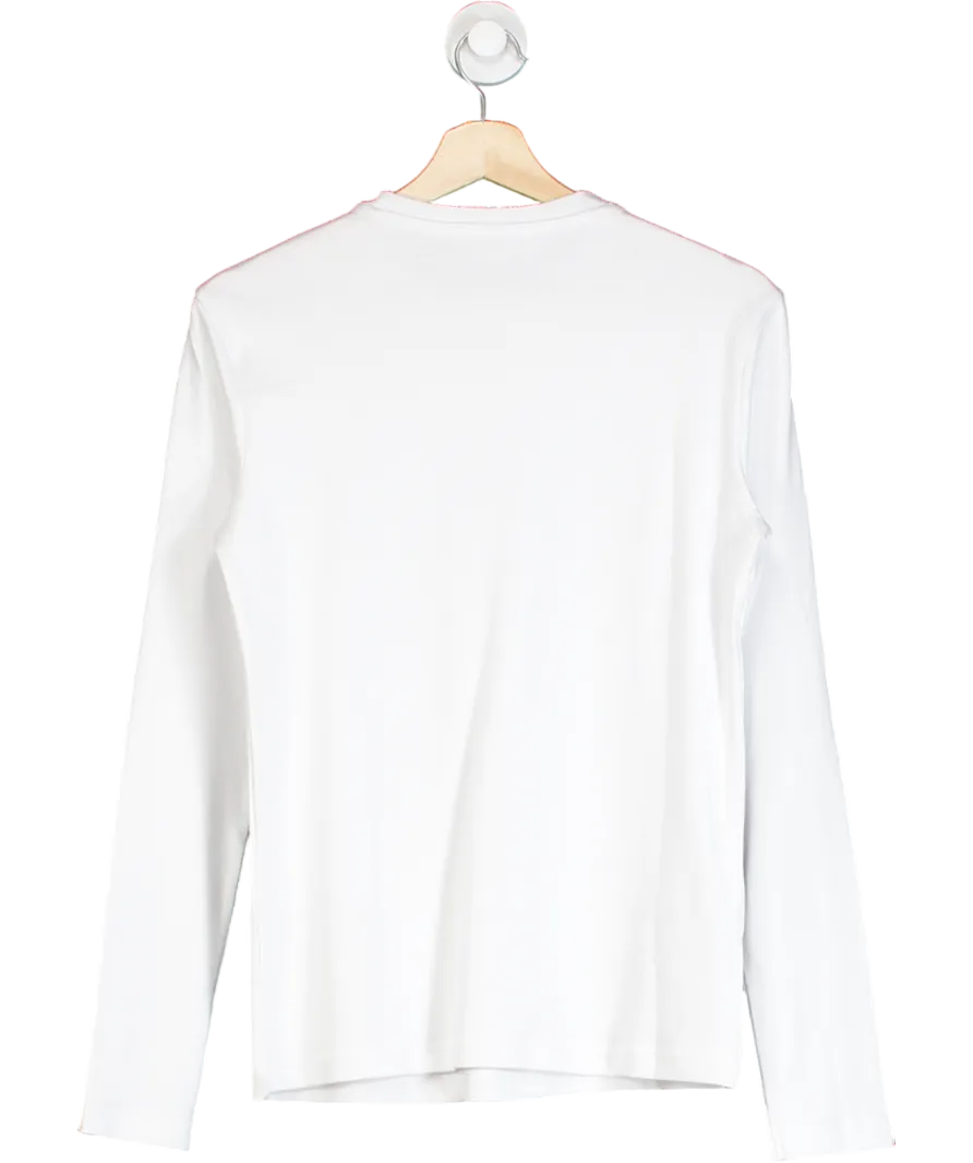 MANGO White Long Sleeve Cotton T-shirt UK XS