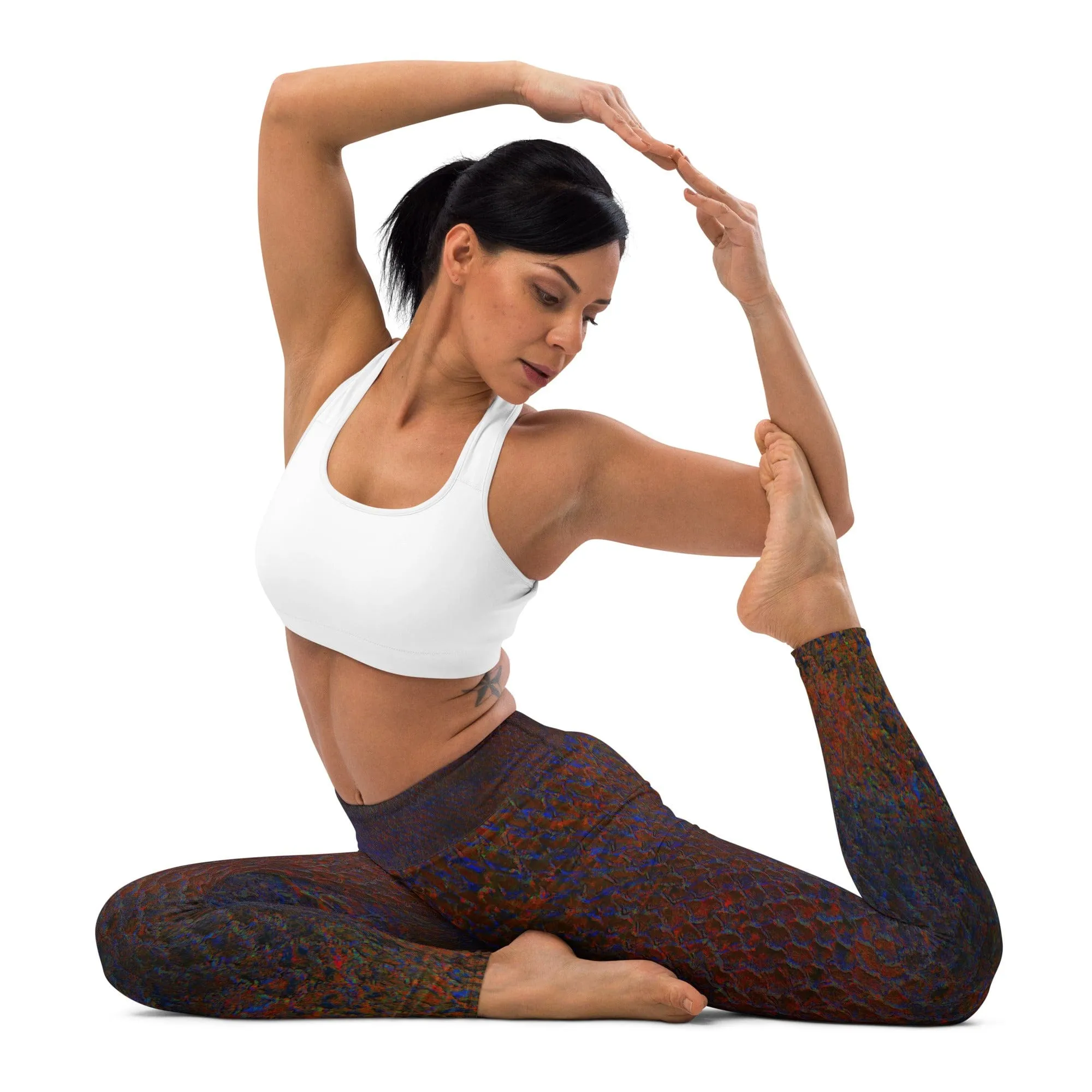 Maori Black Women's Yoga Pants Flat Front Athletic Leggings