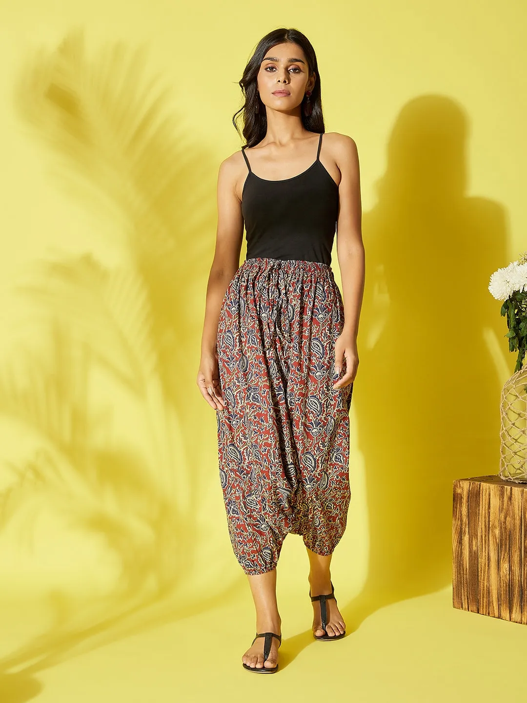 Maroon Kalamkari Harem Pant