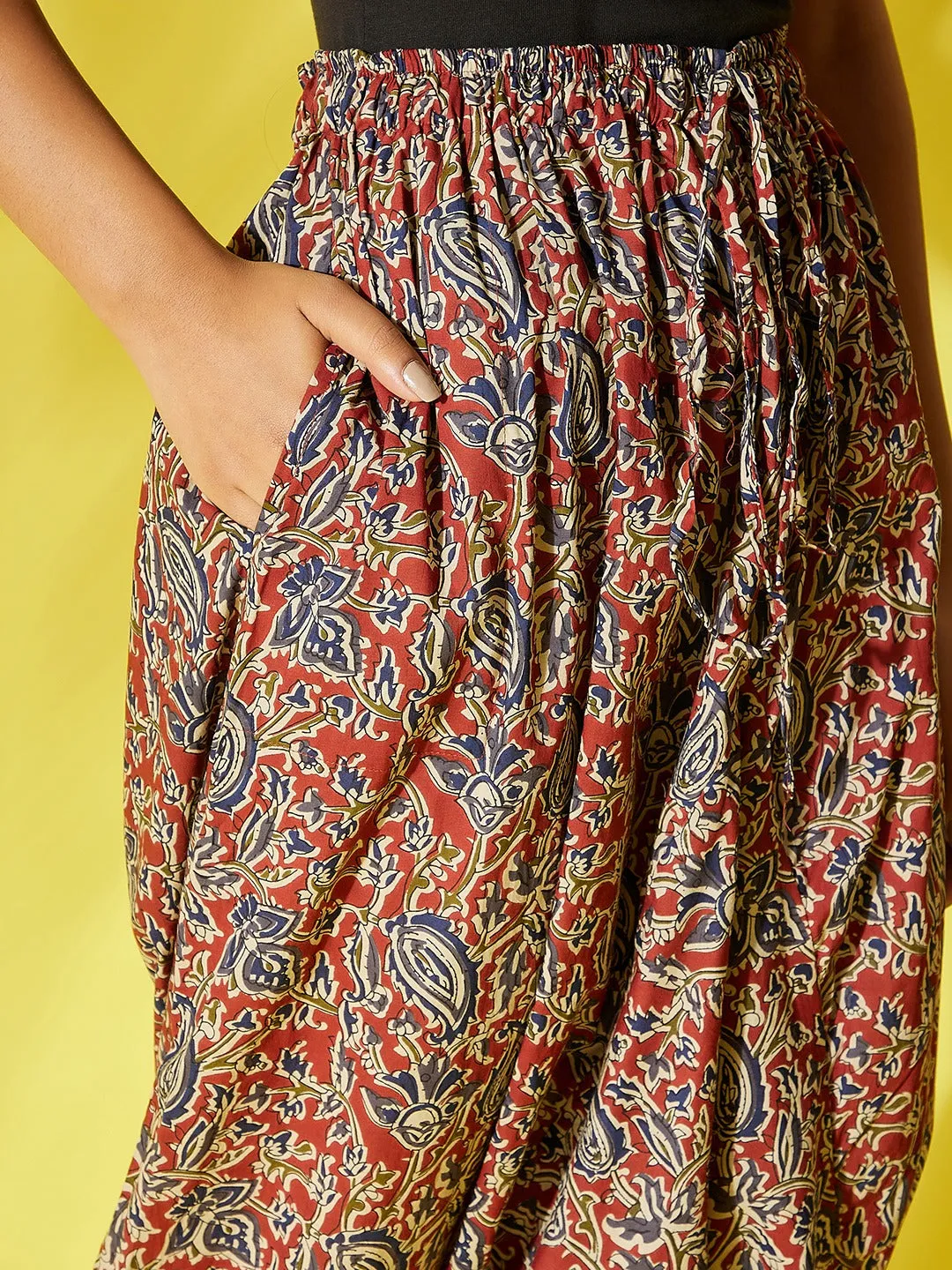 Maroon Kalamkari Harem Pant
