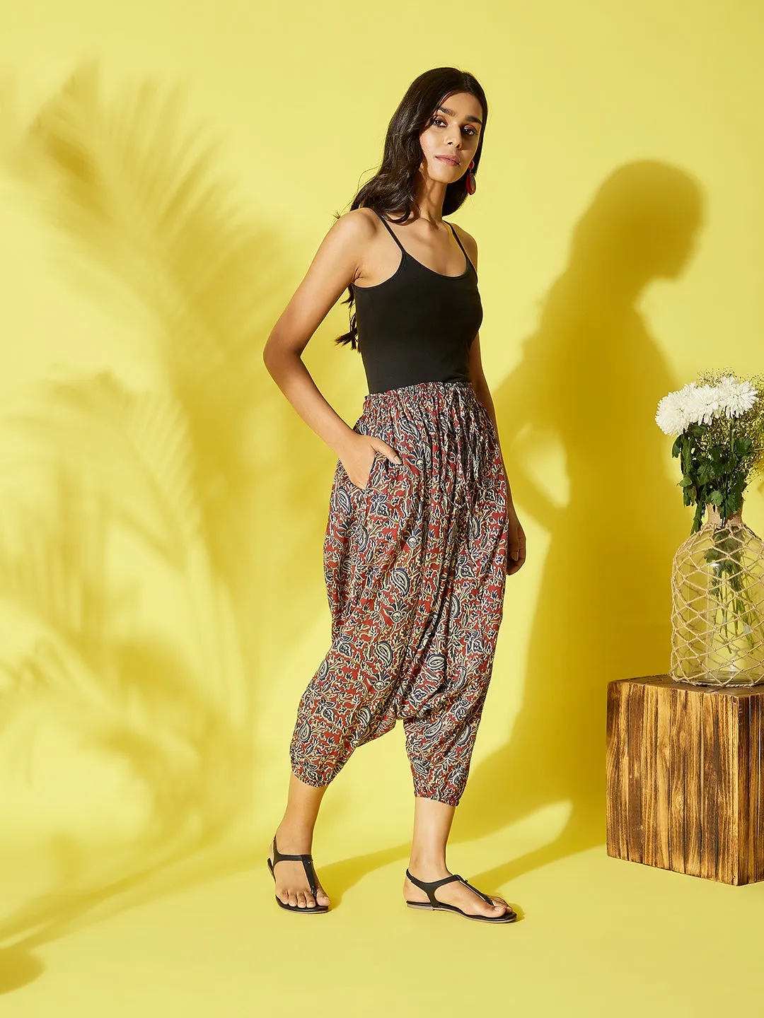 Maroon Kalamkari Harem Pant