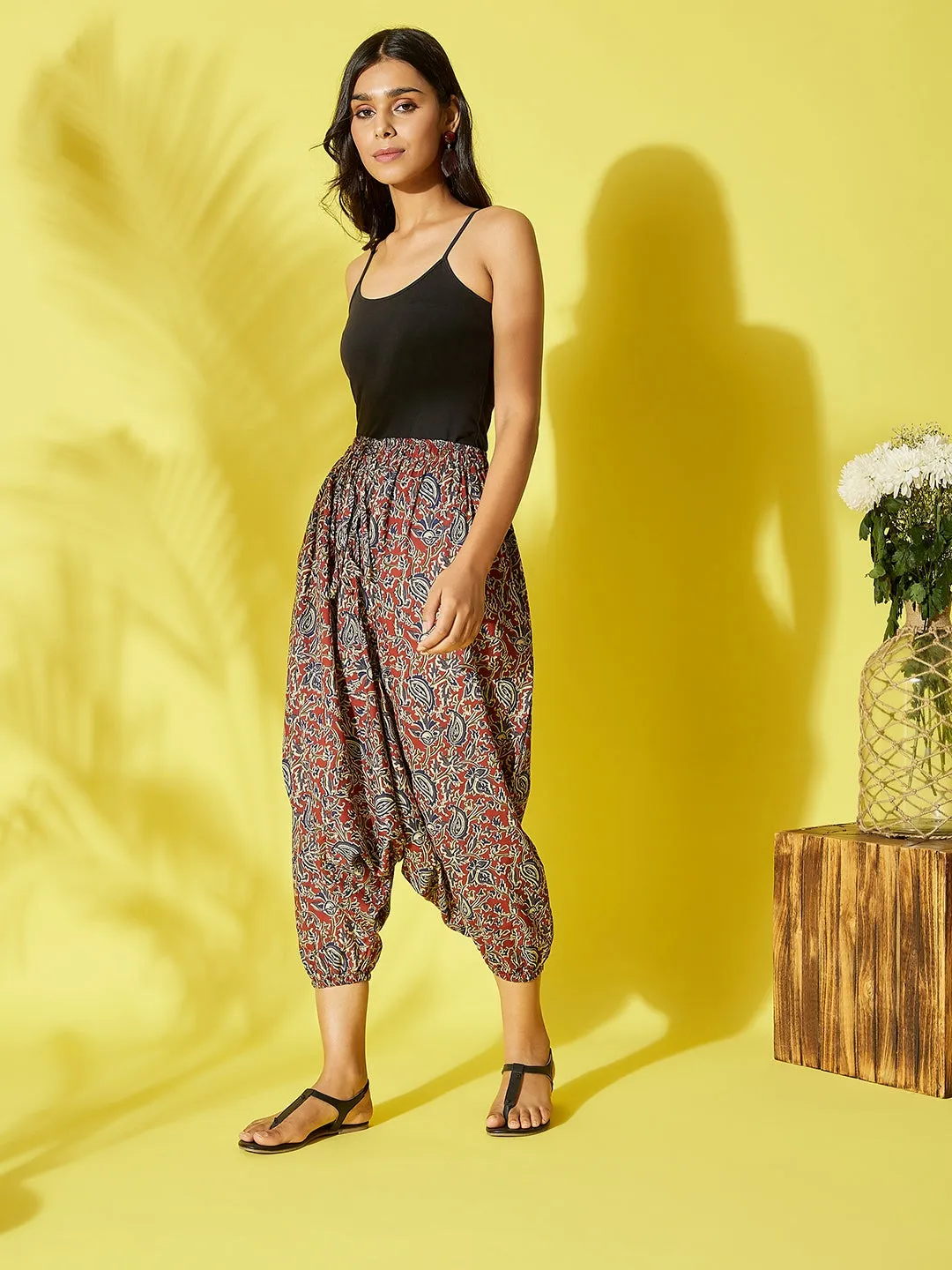 Maroon Kalamkari Harem Pant