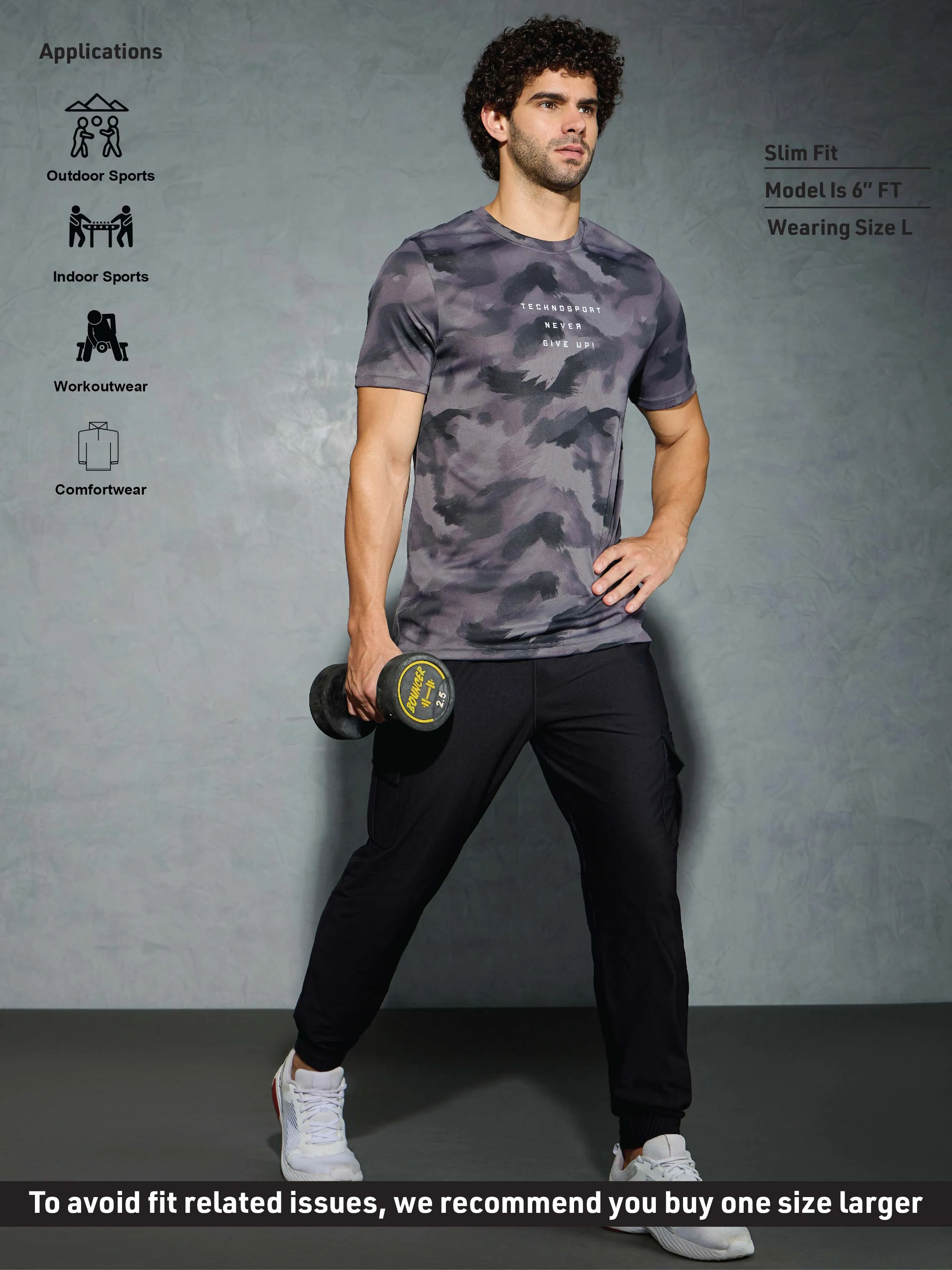 Men Solid Slim Fit Cargo Joggers with DURACOOL 