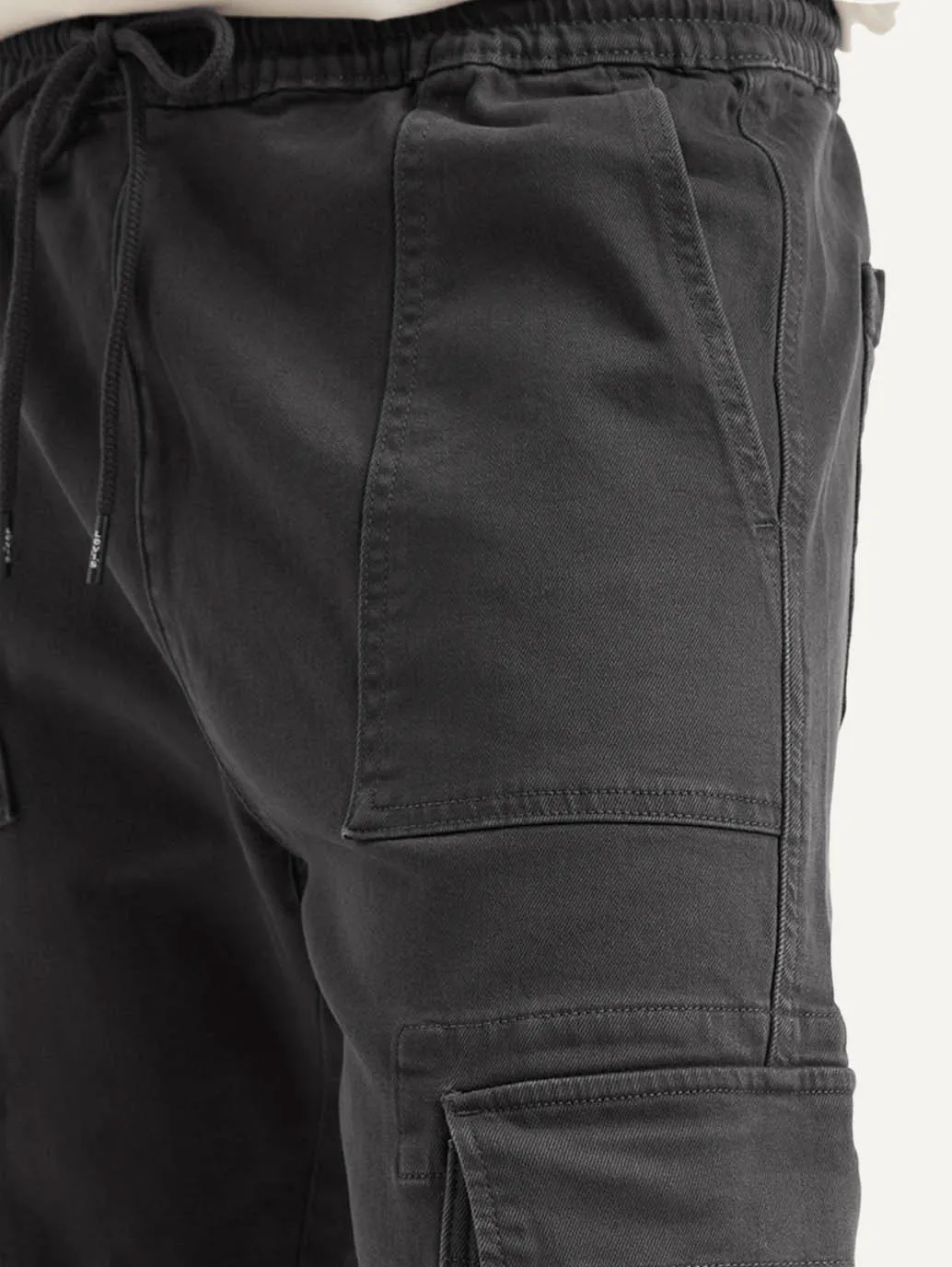 Men's Charcoal Grey Regular Fit Cargo Joggers