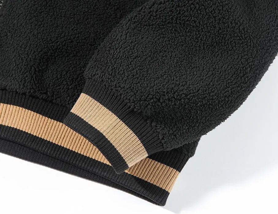 Men's Fleece-lined Trucker Jacket with Contrast Trim