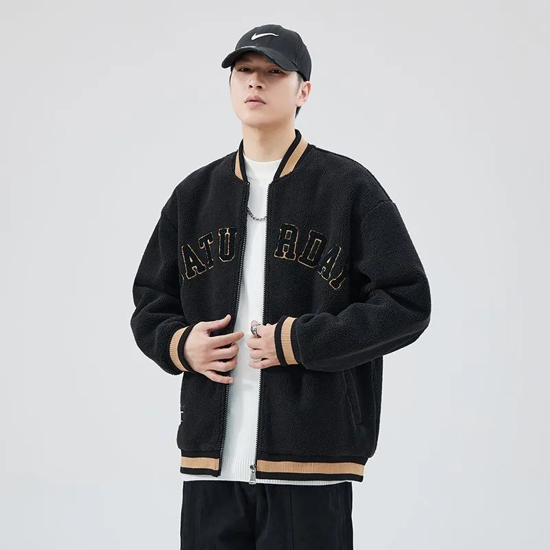 Men's Fleece-lined Trucker Jacket with Contrast Trim