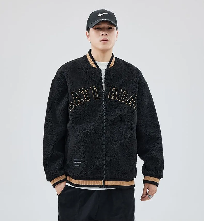 Men's Fleece-lined Trucker Jacket with Contrast Trim