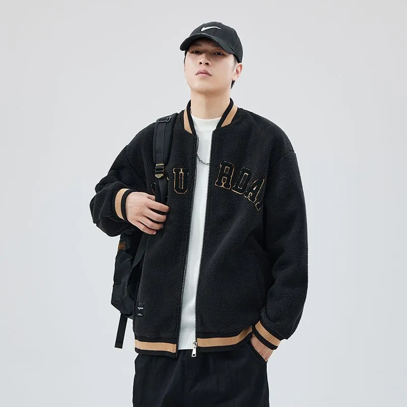 Men's Fleece-lined Trucker Jacket with Contrast Trim