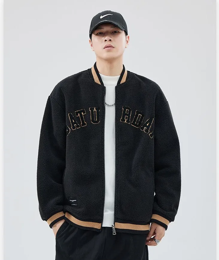 Men's Fleece-lined Trucker Jacket with Contrast Trim