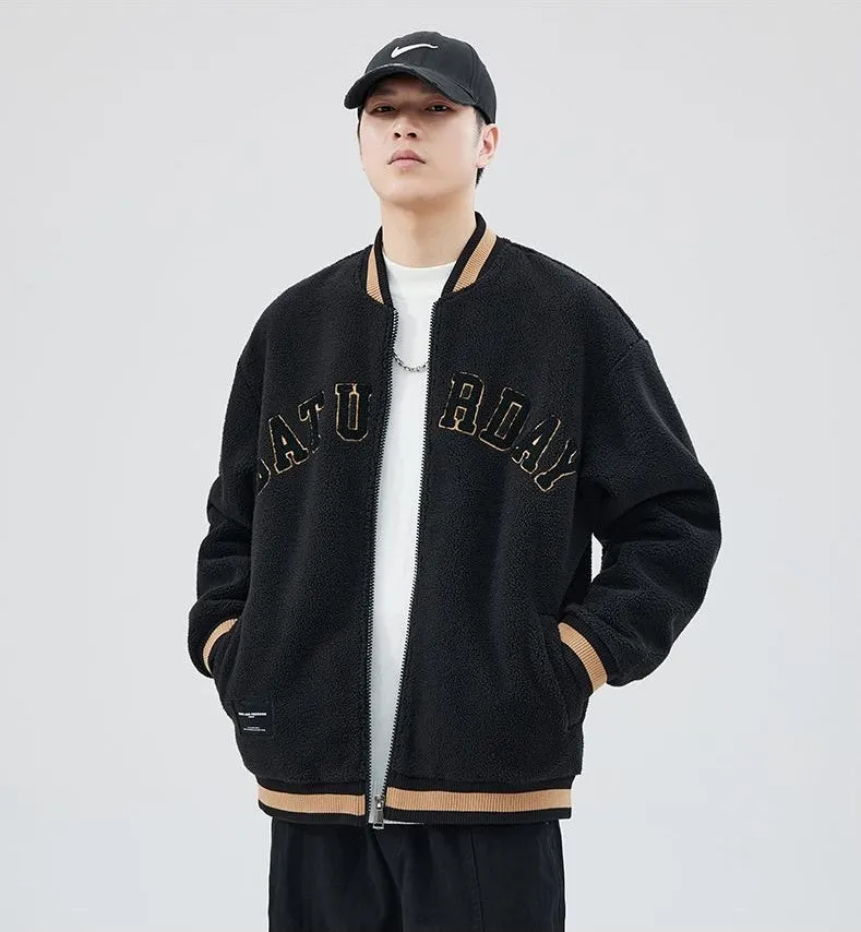 Men's Fleece-lined Trucker Jacket with Contrast Trim