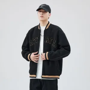 Men's Fleece-lined Trucker Jacket with Contrast Trim