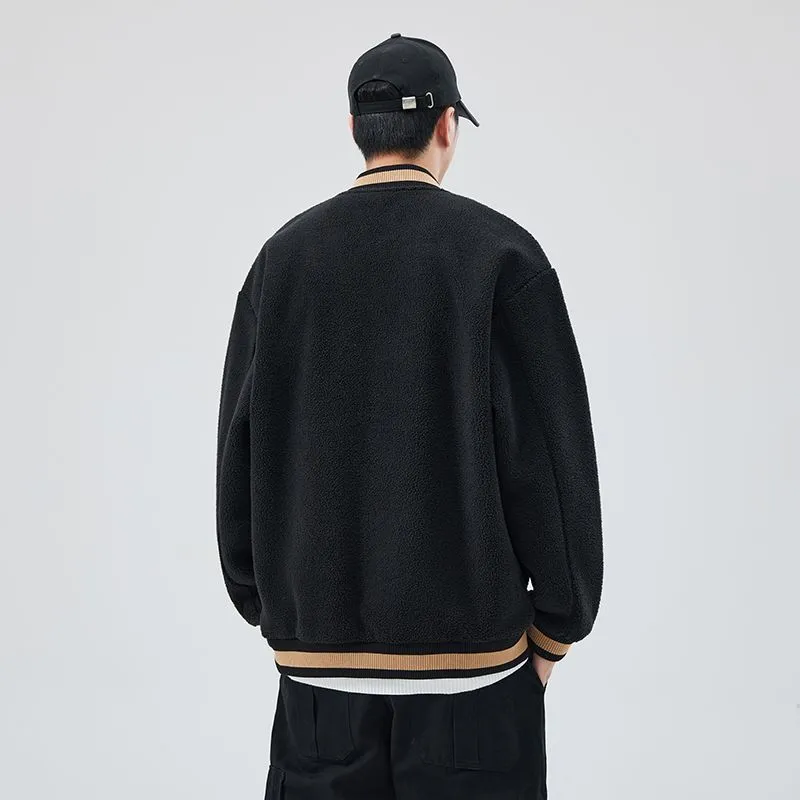 Men's Fleece-lined Trucker Jacket with Contrast Trim