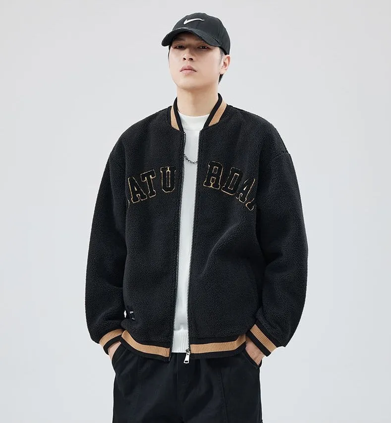 Men's Fleece-lined Trucker Jacket with Contrast Trim