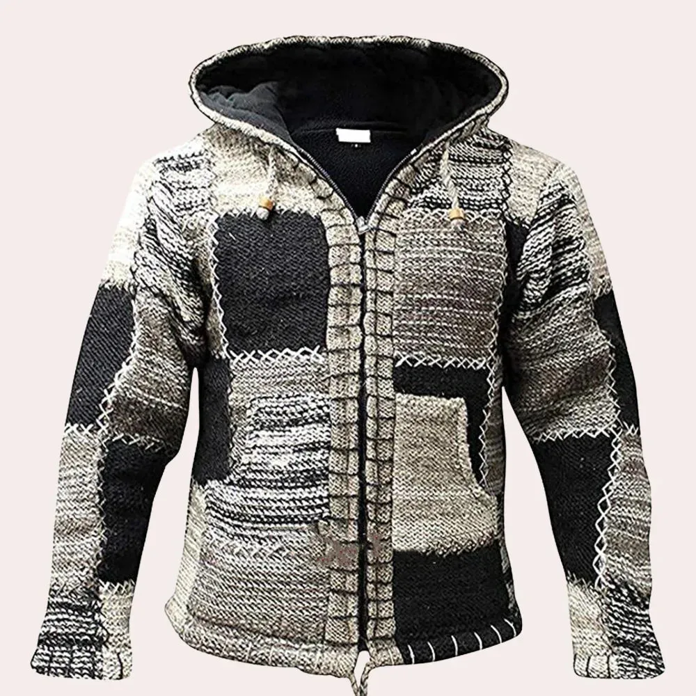 Men's hooded Orlando patchwork jacket in a modern style