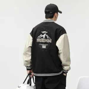 Men's Relaxed-fit Varsity Jacket featuring Elastic Band Cuff and Hem