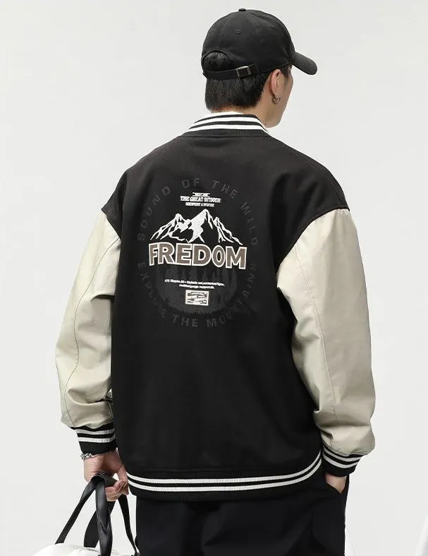 Men's Relaxed-fit Varsity Jacket featuring Elastic Band Cuff and Hem