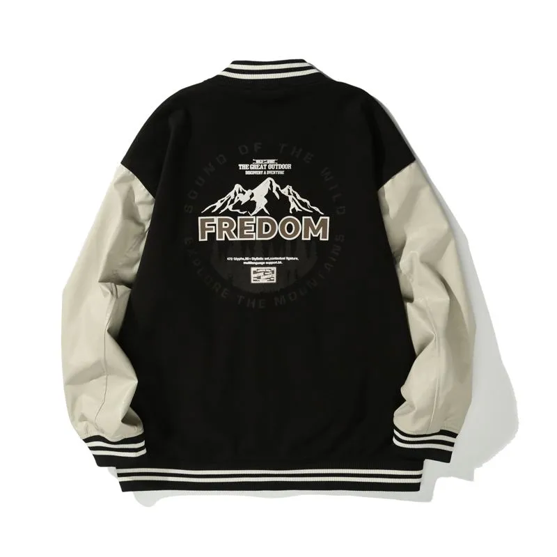 Men's Relaxed-fit Varsity Jacket featuring Elastic Band Cuff and Hem