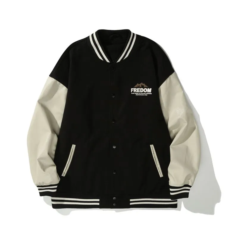 Men's Relaxed-fit Varsity Jacket featuring Elastic Band Cuff and Hem