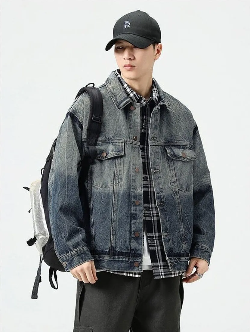 Men's Thickened Denim Denim Jacket for a Retro Look