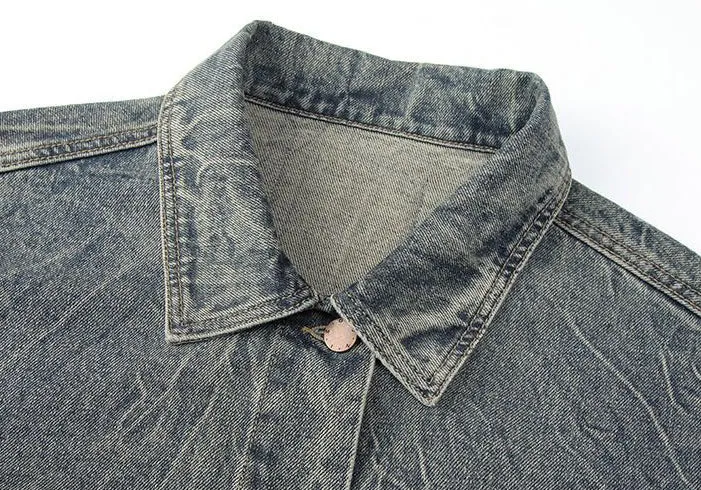 Men's Thickened Denim Denim Jacket for a Retro Look