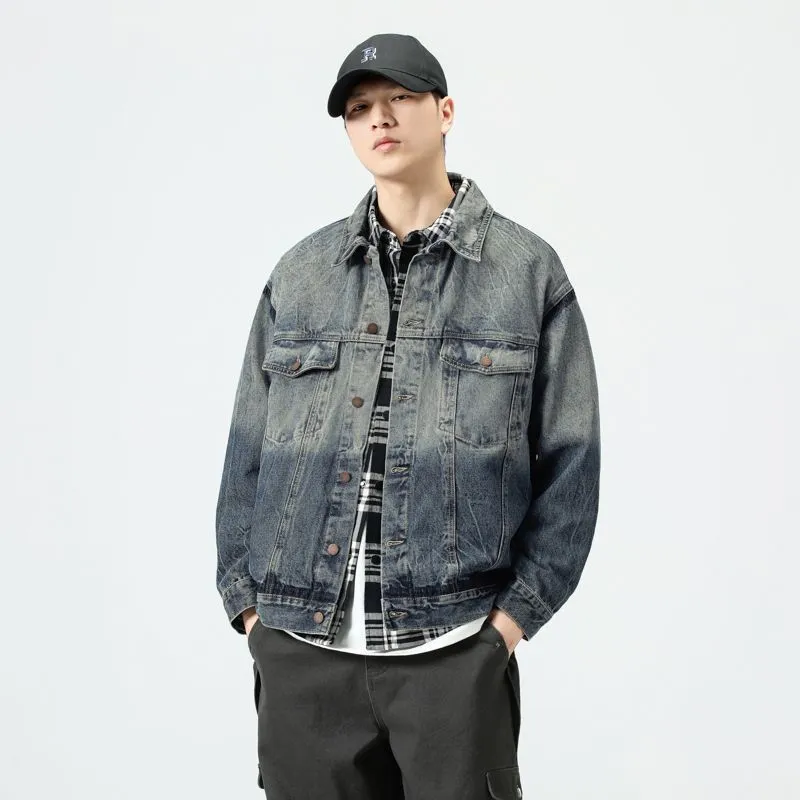 Men's Thickened Denim Denim Jacket for a Retro Look