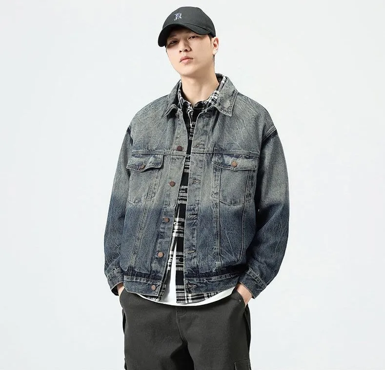 Men's Thickened Denim Denim Jacket for a Retro Look