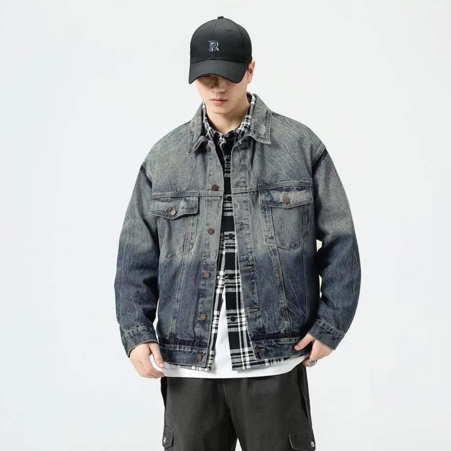 Men's Thickened Denim Denim Jacket for a Retro Look