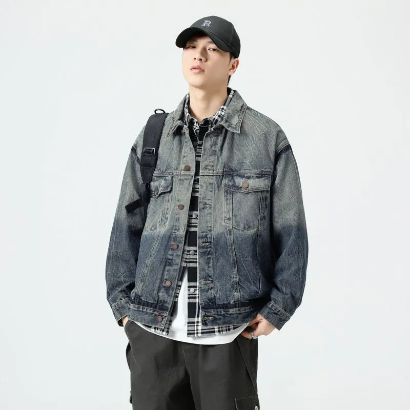 Men's Thickened Denim Denim Jacket for a Retro Look