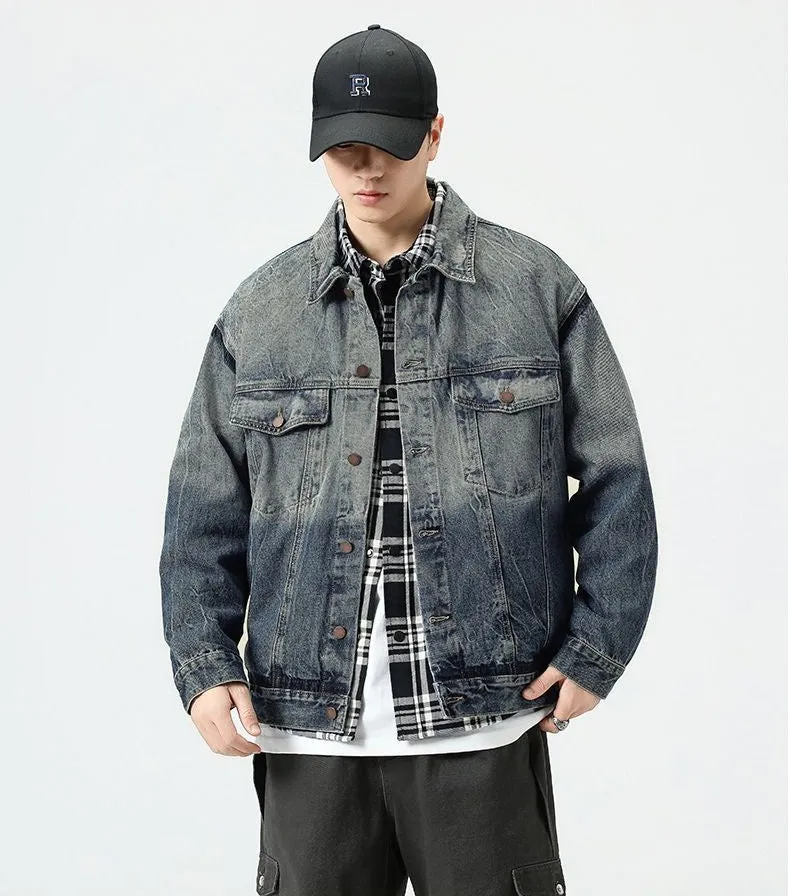 Men's Thickened Denim Denim Jacket for a Retro Look