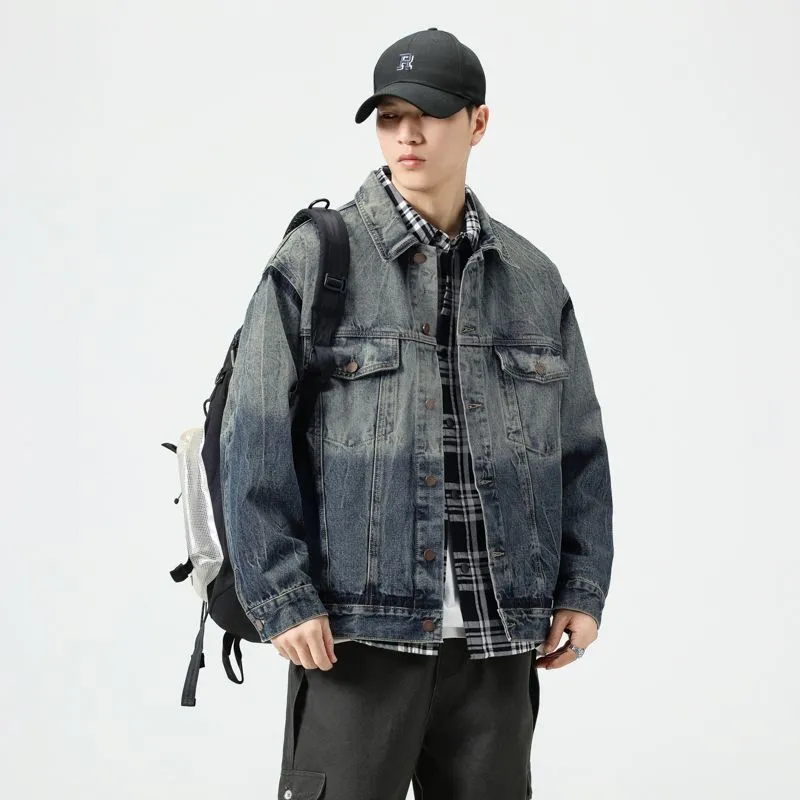 Men's Thickened Denim Denim Jacket for a Retro Look
