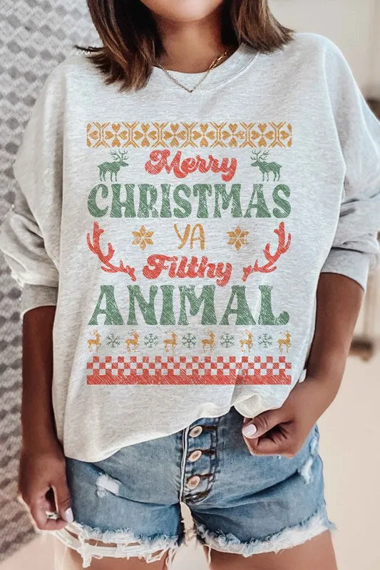 MERRY CHRISTMAS FILTHY ANIMAL GRAPHIC SWEATSHIRT