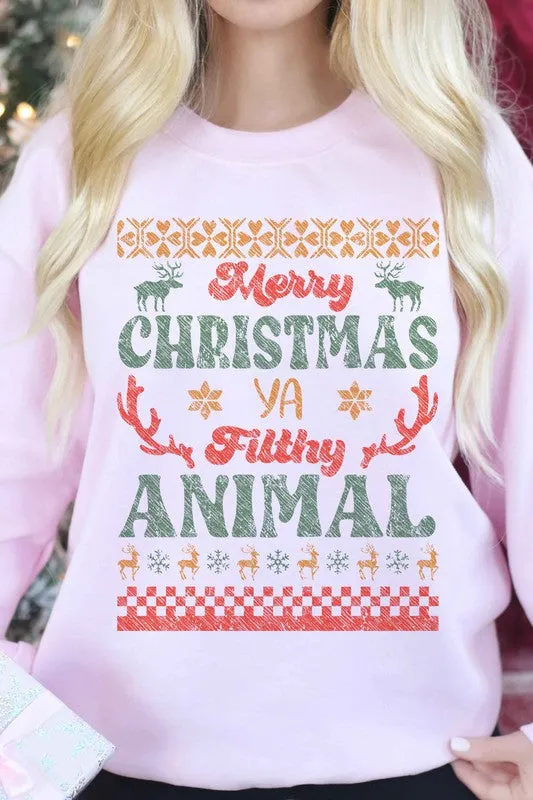 MERRY CHRISTMAS FILTHY ANIMAL GRAPHIC SWEATSHIRT