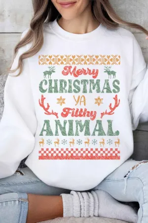 MERRY CHRISTMAS FILTHY ANIMAL GRAPHIC SWEATSHIRT