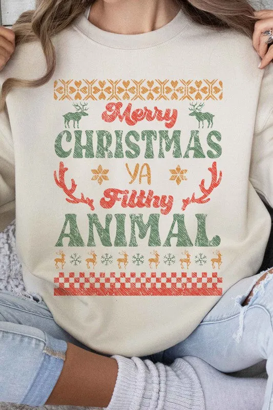 MERRY CHRISTMAS FILTHY ANIMAL GRAPHIC SWEATSHIRT