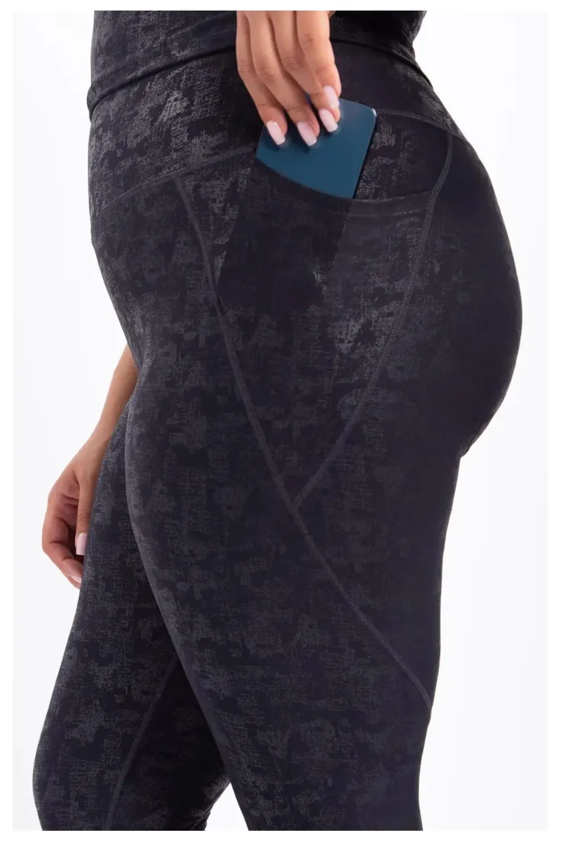 Metallic Foil Curvy Leggings with Pocket