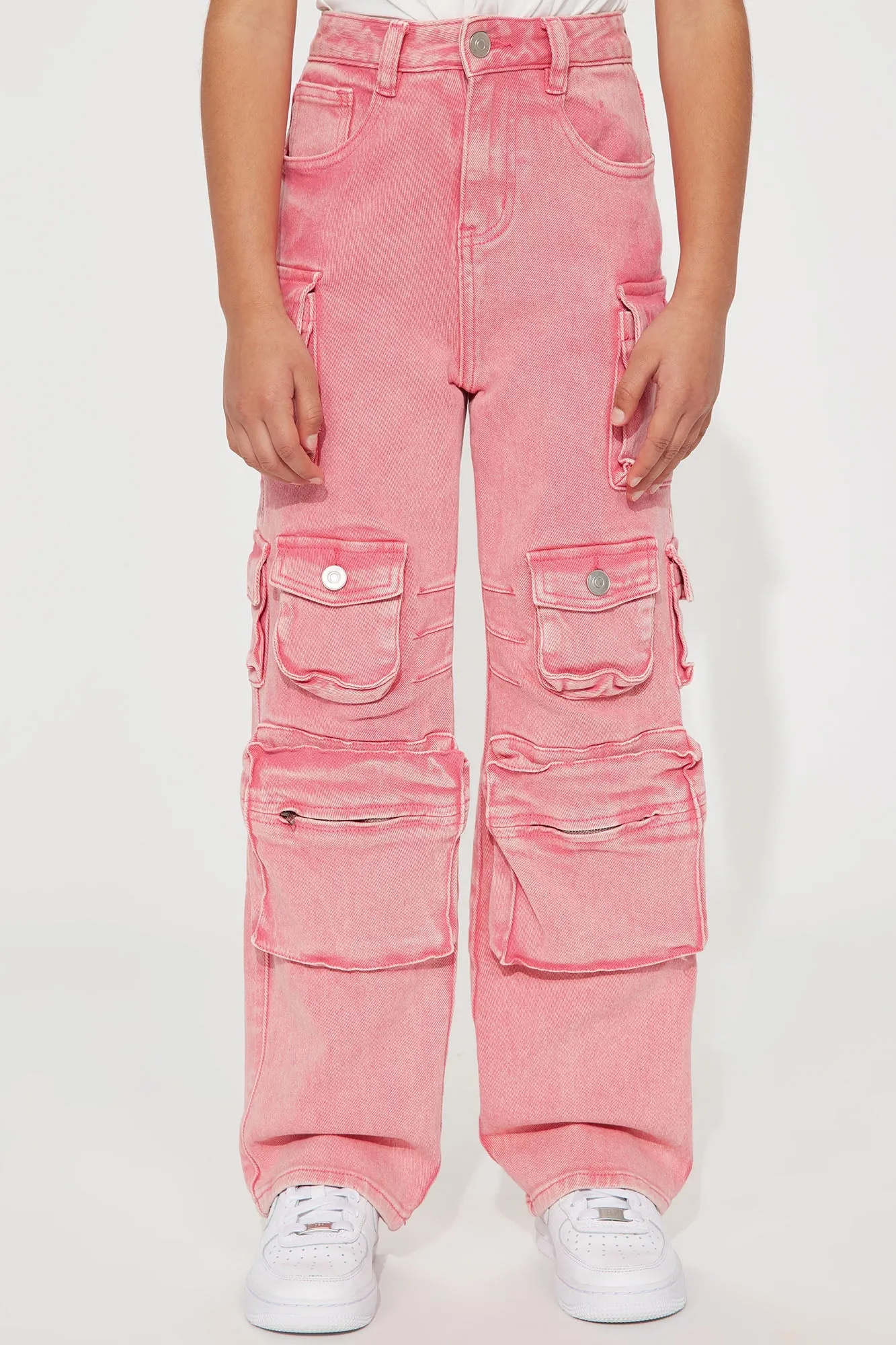 Mini Lily High Rise Cargo Jeans - Pink