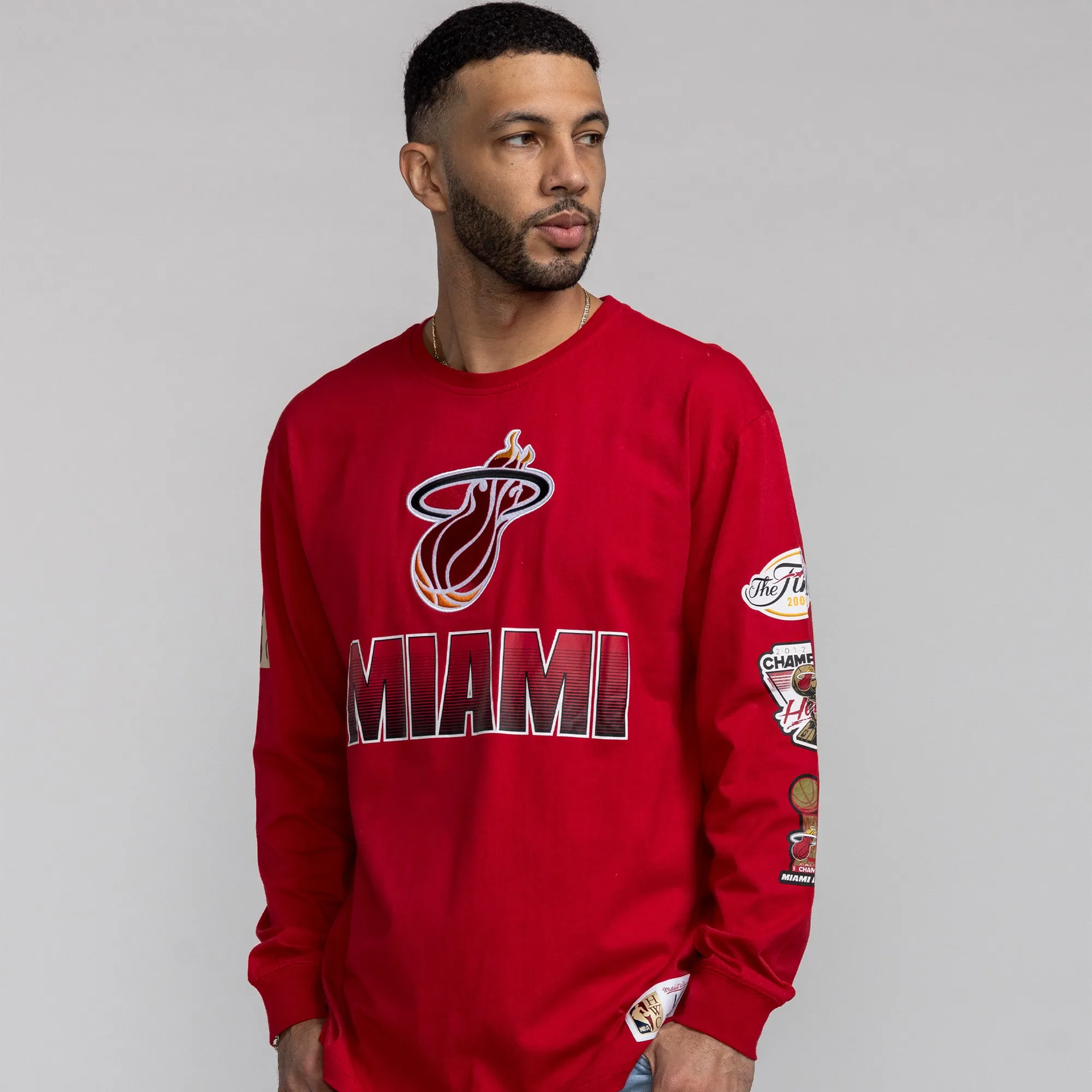 Mitchell & Ness Miami HEAT Allover Vintage Long Sleeve Tee