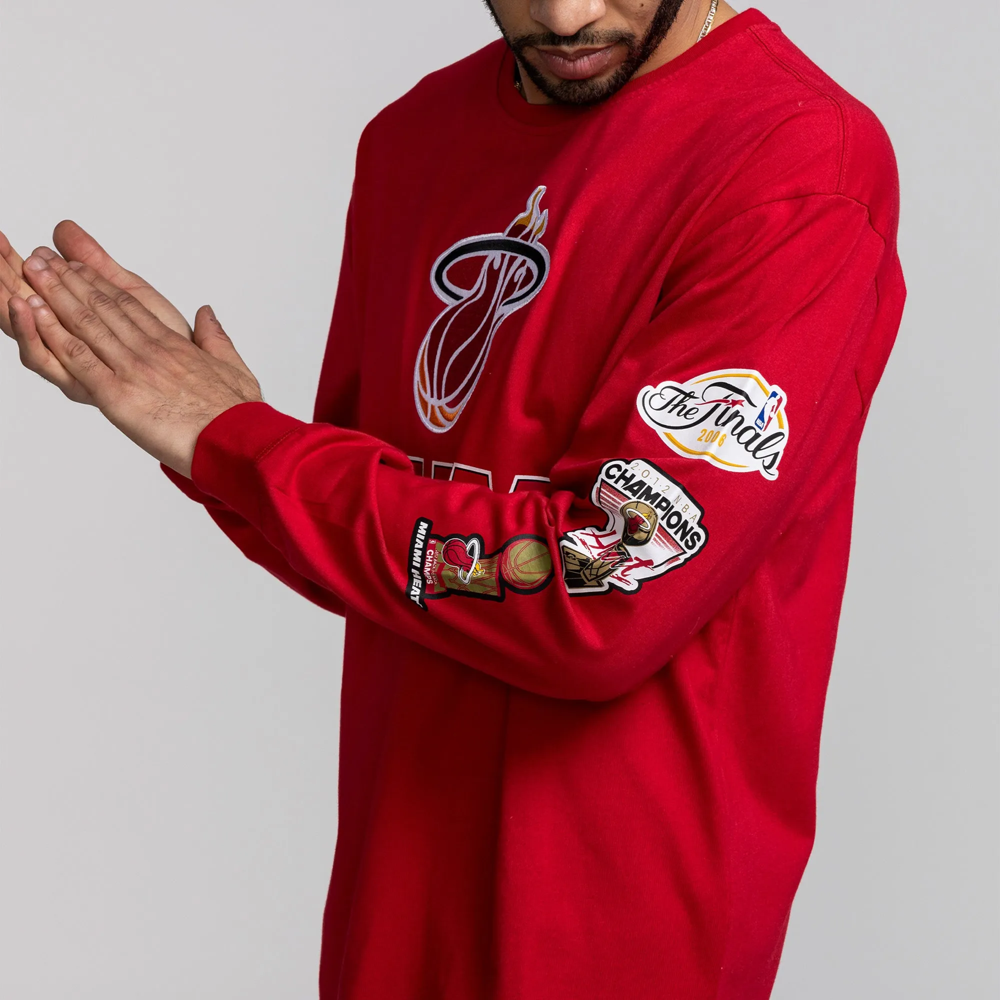Mitchell & Ness Miami HEAT Allover Vintage Long Sleeve Tee
